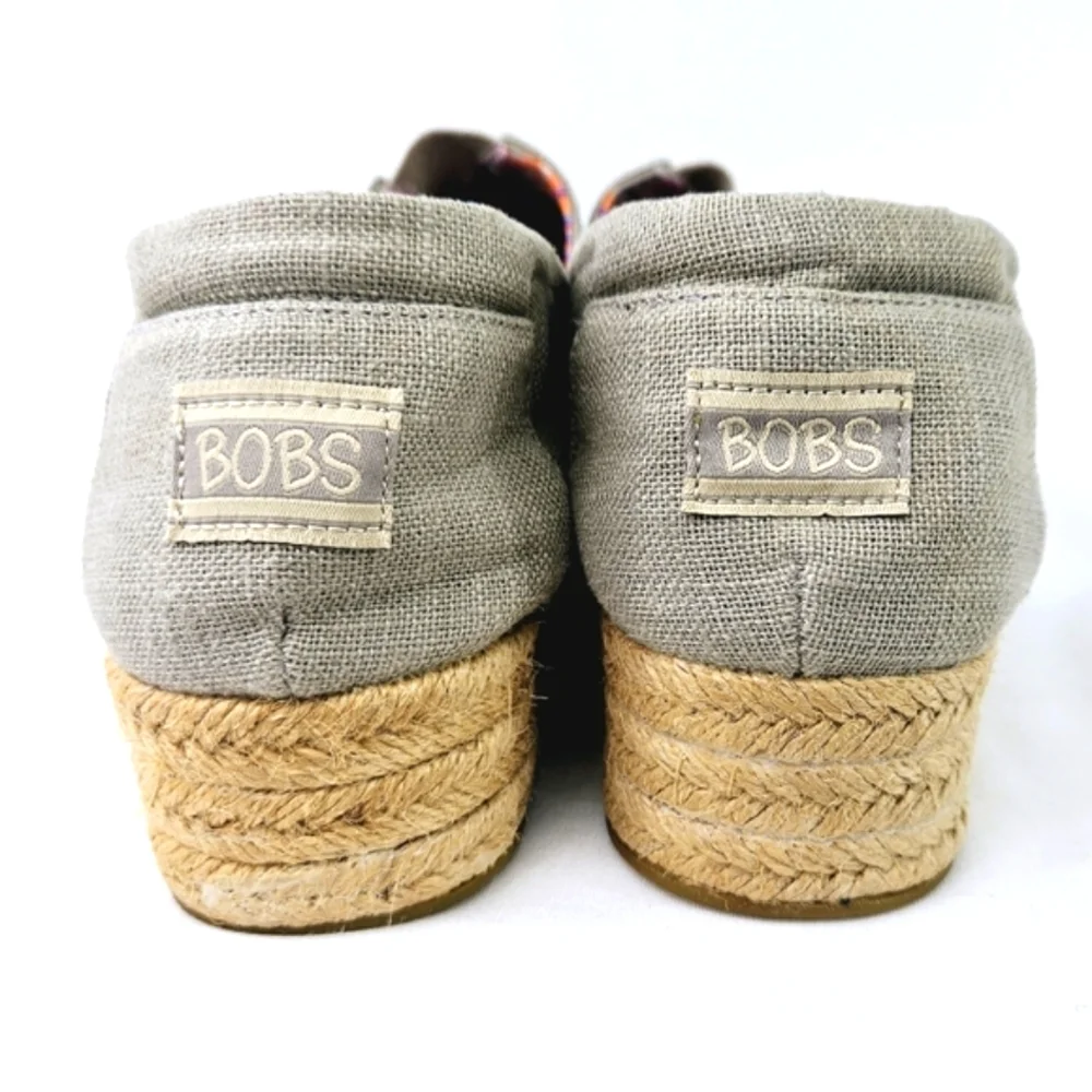 BOBS Skechers High Jinx Espadrille Wedge Slip-On Taupe Beige Size 8.5